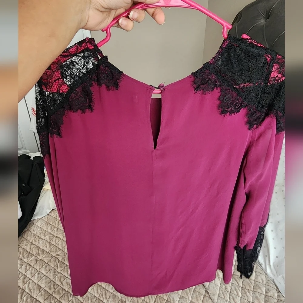 Purple and Black Lace Trim Robe Intimates